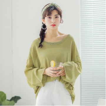 232 real shot new loose thin sweater round neck long sleeve blouse