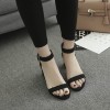 Korean summer sandals female 2017 new high heels word exposed toe bag with sandals wild rough with shoes shoes
