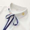 6908 Cute Pacman Embroidery  Bowknot Long Sleeve Shirt