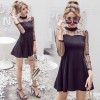 (Real shot) new summer net yarn hollow inside a word in the skirt fashionable shoulder leakage sexy Slim dress 7105