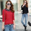 Real shot 2017 autumn and winter new large fake two sets of sweaters women 's shirt shirt sweater women 5534