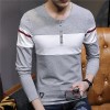 Autumn men's long sleeves new t-shirt boys cotton v-neck puzzle knit bottoming shirt young students T