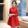 1065 real shot 2017 autumn stand collar nine sleeves dress improvement cheongsam collar lace silk empty dress female