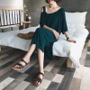 8678 off shoulder ice silk knit slip short-sleeved dress