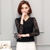 Real shot 1705 # new 2017 shirt female Slim long sleeve V-neck shirt fashion loose waist spring and autumn shirt