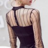 (Real shot) new summer net yarn hollow inside a word in the skirt fashionable shoulder leakage sexy Slim dress 7105