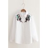 6899 loose long sleeves lotus flowers embroidered cotton shirt