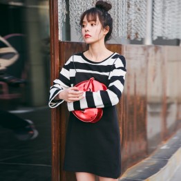 8930 # real shot 2017 fake two-piece suit dress T-shirt female