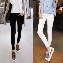 1802 white leggings female spring and summer Korean version of the elastic wear nine points feet pants thin pencil jeans trousers