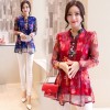 9325 Fall New Slim Long Sleeve Shirt Printed Chiffon Blouse