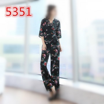 5351 slim waist knit v collar temperament ladies retro suit