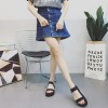 British wind thick sand beach shoes outside the Roman retro thick bottom of the word buckle sandals black sandals muffled sandals
