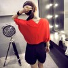 9105 White chiffon shirt loose V-neck bat sleeves new shirt