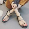 Rome word buckle toe sandals female 2017 summer Korean version of the chain slip skid flat flat with the folder foot shoes