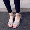 Sandals 2017 new female Korean students with wild rough with open toe was thin with the word buckle shoes summer