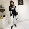 Korean version of the summer women fat mm short sleeve t shirt shirt female loose long section 3930