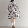 [Real shot] Spring and Autumn new art retro cotton and linen printed school long sleeve dress 0901 #