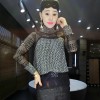  9610 autumn and winter new high-end women's fur coat personality stitching semi-high collar lace bottoming shirt