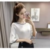 2017 summer new Korean version of the lotus sleeve sleeves sleeved in the sleeve hit the ice silk silk sweater shirt 333