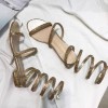 Summer new flat with a diamond sandals snake-style low-heeled shoes with small pepper with the words of the word toe sandals female