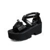 Summer rough with high-heeled waterproof platform cross strap sandals Japanese soft sister love bow knot muffled toe sandals