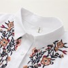 6900 # 2017 Fall new Korean version of loose long sleeves flowers embroidered students wild cotton shirt