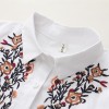 6900 loose long sleeves flowers embroidered cotton shirt