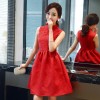 1010 stand collar improved cheongsam sleeveless dress