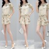 2017 new summer women's short-sleeved fashionable western style tops with wide leg pants