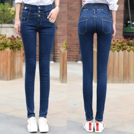 Real shot 2011 autumn and winter high waist large size jeans women's elastic wild self-repair pants harem pants Korean loose waist