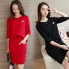 723 fashion sweater shirt with lacing waist skirt