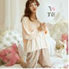 2017 new Korean version of fat mm large size women's loose long-sleeved T-shirt + floral milk silk trousers two-piece pajamas