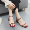 Rough with sandals female summer 2017 new square head with students wild Korean version of the thin word with a Roman high heels