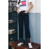 3342 preppy style leisure sports curling jeans women wide leg pants