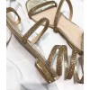 Summer new flat with a diamond sandals snake-style low-heeled shoes with small pepper with the words of the word toe sandals female