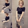 New Short Sleeve + High Waist Striped Skirt Set