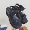 17 Summer New England Wind Velcro Muffler High-heeled Student Casual Rough Roman Shoes Sandals Black