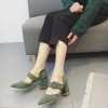 Spring and summer rough with a single shoes female pointed shallow mouth with the shoes Korean version of the new belt buckle suede high-heeled shoes