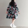 0905 new art retro cotton and linen long-sleeved printing dress 