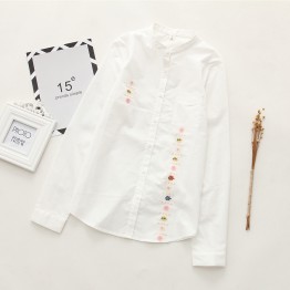 6906 stand collar embroidery pocket shirt