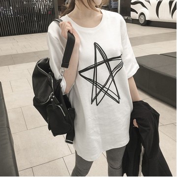 T - female short - sleeved short - sleeved long paragraph loose large code 3929