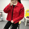 Real shot autumn cowboy jacket female 2017 new Korean version of loose tide short paragraph letters students thin coat 1831