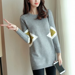 2017 autumn new women Korean version of the long section of the curling round neck knitted sweater women 603