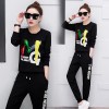 708 # 2017 autumn sports suit female fashion Korean version was thin sequined casual two-piece round neck sweater
