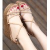 Summer new beige Roman hollow banded high-heeled sandals female slope with waterproof platform outdoor travel sandals open toe