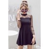 (Real shot) new summer net yarn hollow inside a word in the skirt fashionable shoulder leakage sexy Slim dress 7105