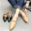 Summer low thick heel pearl rhinestone pointed-toe slipper