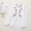 6901 # 2017 Fall new Korean version of the loose long-sleeved rose embroidery students wild cotton shirt