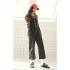 (Real shot) new loose BF wind cowboy straps pants female students leisure wide leg Siamese pants 0212 #
