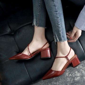 2017 new Korean version pointed thick high-heeled shoes